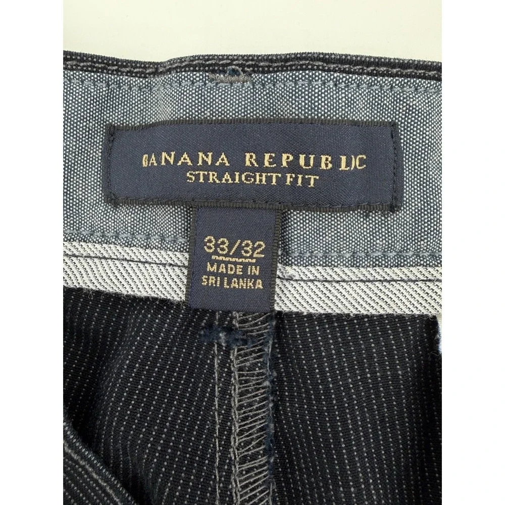 Banana Republic Chino Pants,Men's Straight Fit Navy Cotton Blend PinStripe 33x32